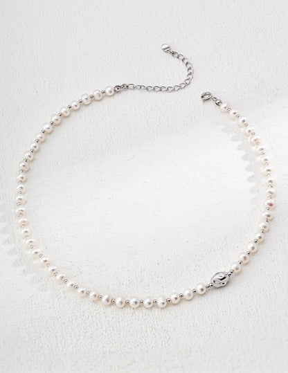 Elegant Natural Pearl Necklace and Bracelet Set | 925 Sterling Silver