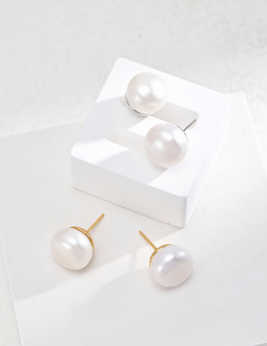 Nature’s Elegance | Sterling Silver Natural Pearl Stud Earrings