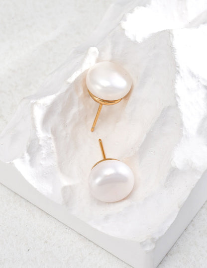 Nature’s Elegance | Sterling Silver Natural Pearl Stud Earrings