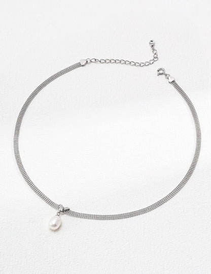 Radiant Vintage Elegance | Sterling Silver Pearl Necklace