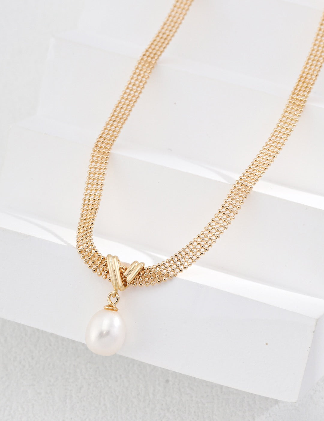 Radiant Vintage Elegance | Sterling Silver Pearl Necklace