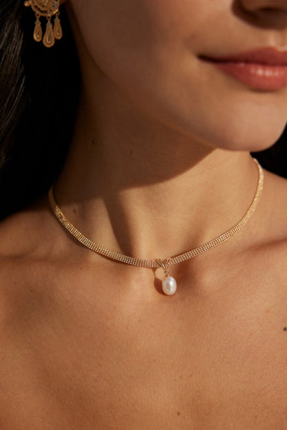 Radiant Vintage Elegance | Sterling Silver Pearl Necklace