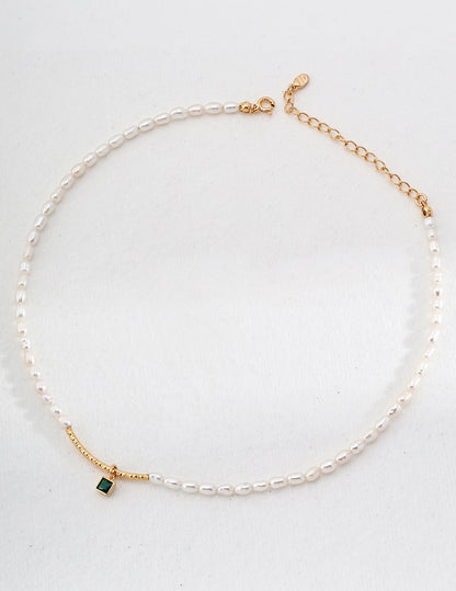 Sparkling Duo | Sterling Silver Zircon Pearl Necklace & Bracelet Set