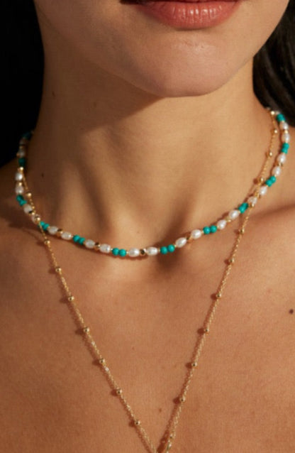 Dreamy Blue & White Pearl Necklace – Inspired by Oceanic Elegance