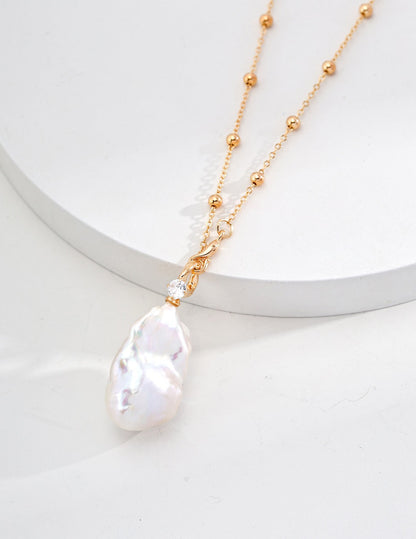 Radiant Charm – Natural Pearl & Zircon Necklace in S925 Silver